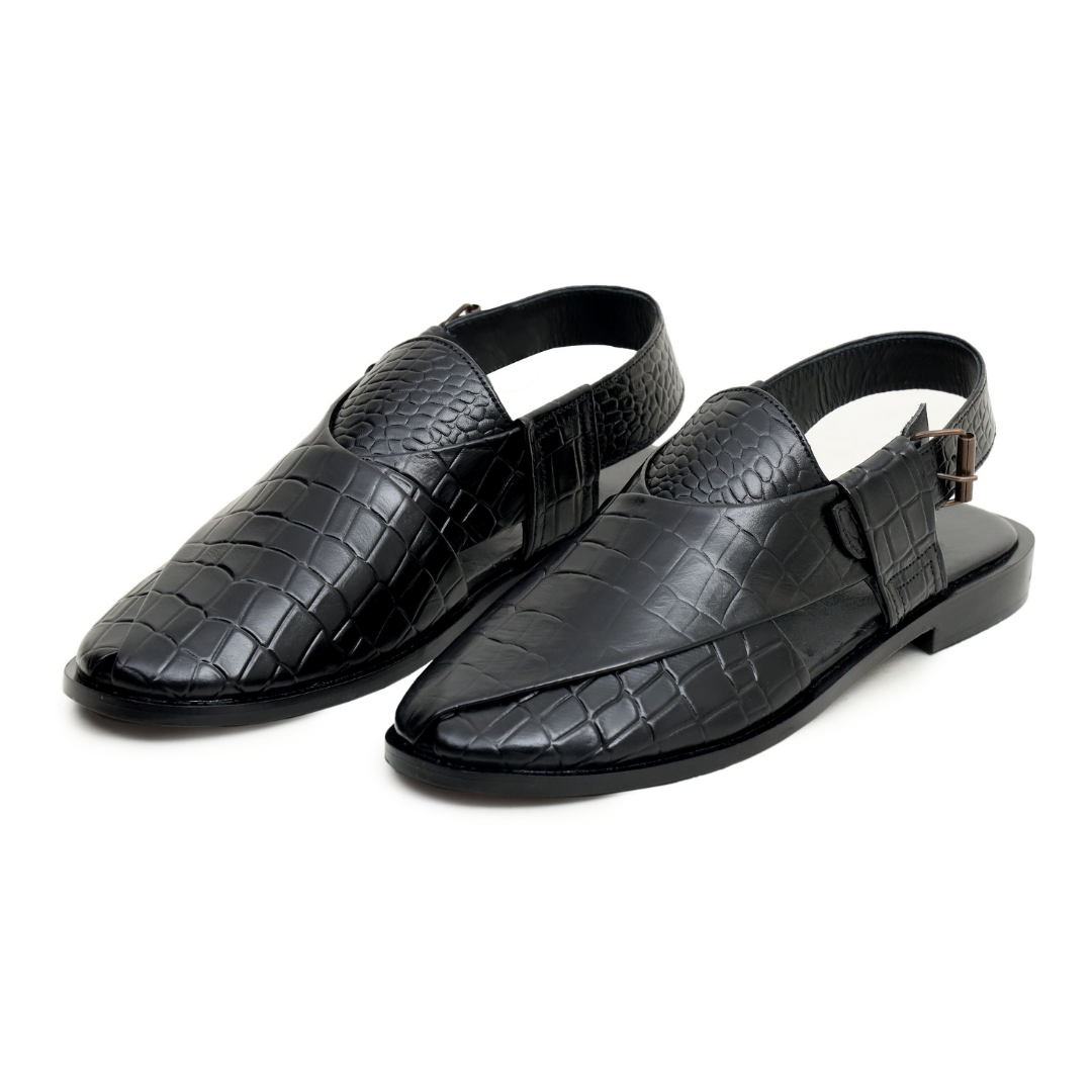 Black Kheri Chappal for Men | Premium Leather Peshawari – Artex
